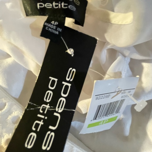 Spense Petite Dress 4P White Cotton Eyelet Lace Spense Sleeveless Rounded NWT - Picture 5 of 7